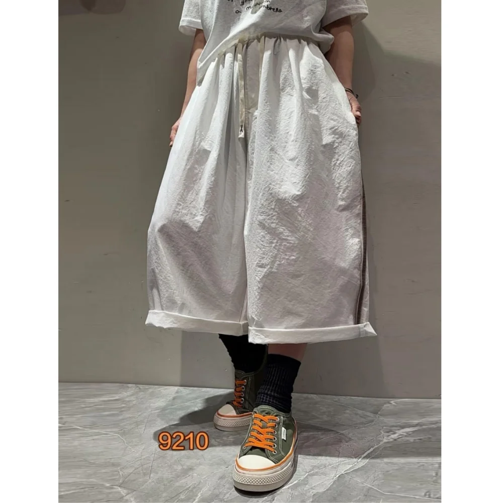 Stylish Washed Cotton Thin Wide-Leg Pants Women Plus Size Unique Loose Casual 2026 Summer New Straight-Leg Pants ZF2110