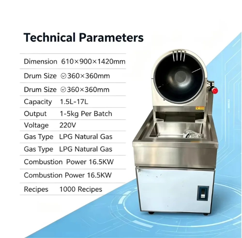 SH QDMECH Automatic Discharging Design Canteen Rotary Drum Cooking Machine Automatic Stir Fry Wok Cooking Robot