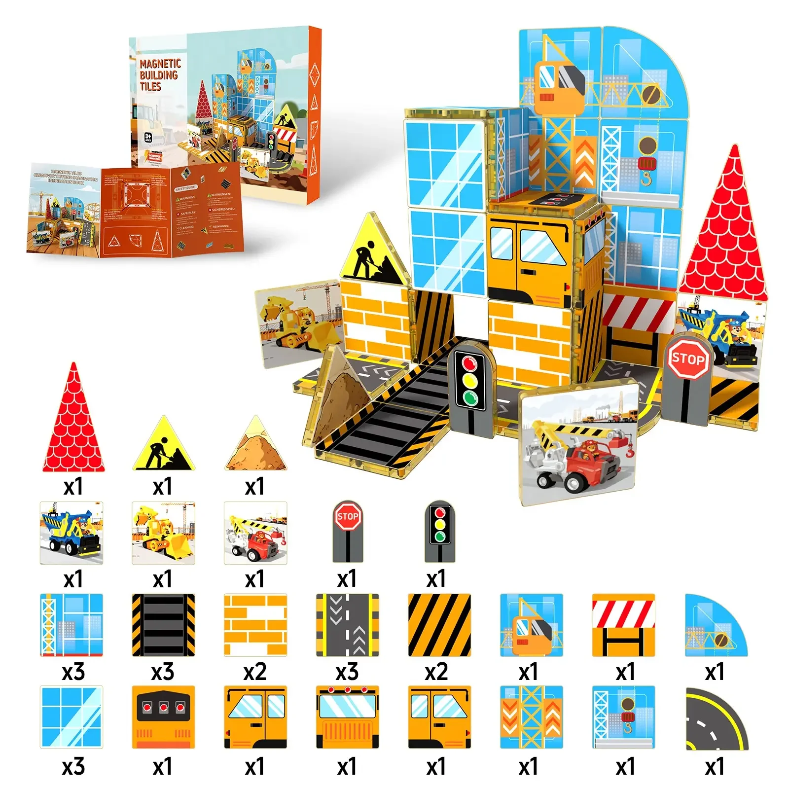 

Magnetic Tiles 38/44PCS City Construction STEM Montessori Sensory Toys with Building Blocks Stacking 3+ Yrs Kids Birthday Gifts