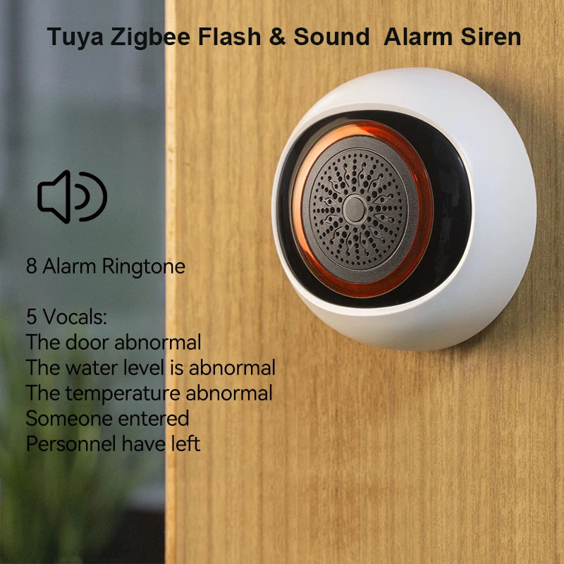 Zigbee Wireless Audible and Visual Alarm Large Decibel 100dB Sound Security Monitoring Anti-theft Horn USB/Battery Powered