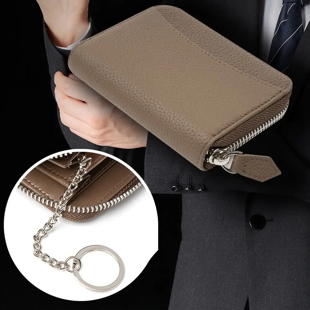 Genuine Leather Men Short Wallet Anti-Theft RFID Blocking Protection Portable Coin Bag Waterproof Wear-resistant