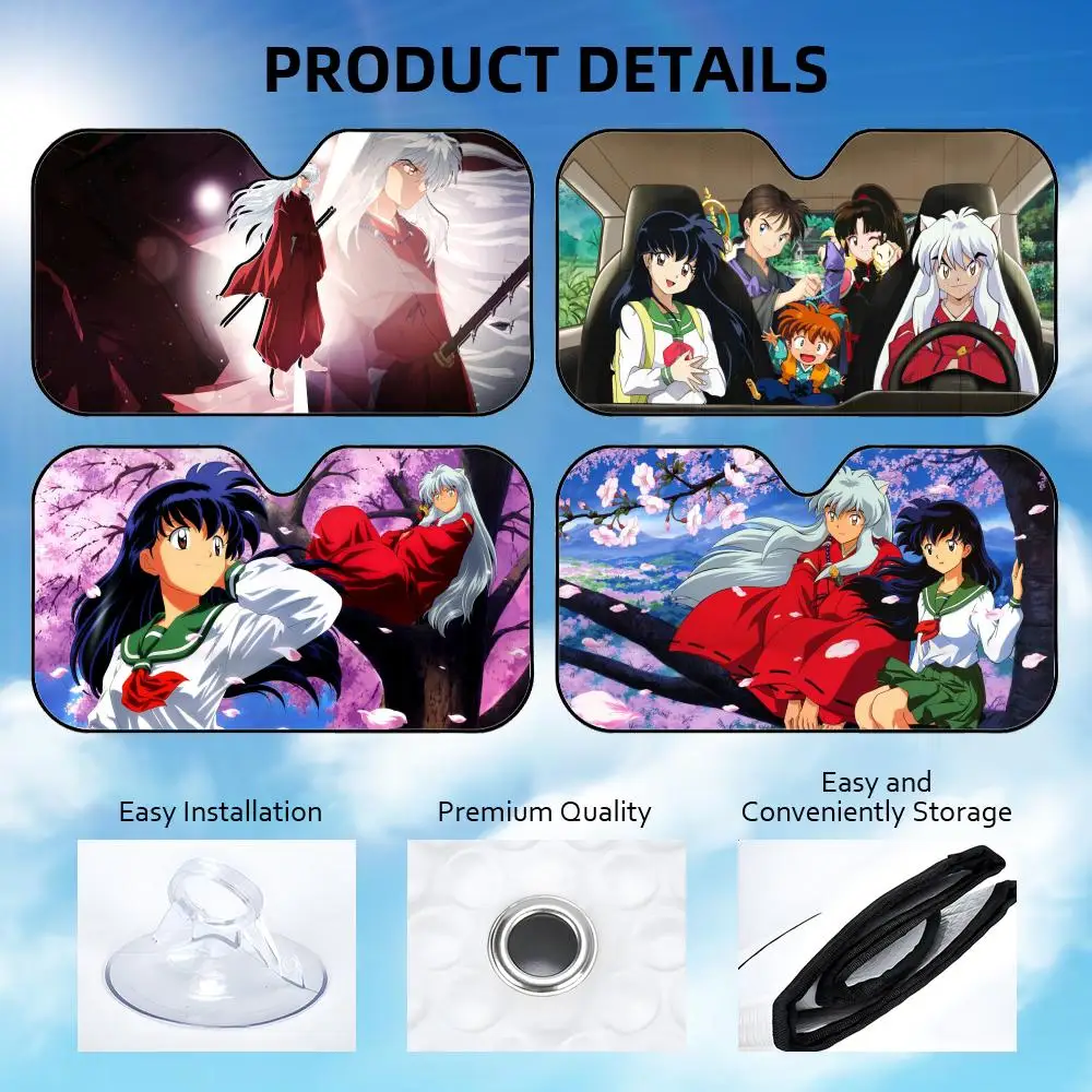 

Солнцезащитный козырек для автомобиля из алюминиевой фольги с изображением персонажа аниме Инуяша, многоразовый, с защитой от УФ-излучения и теплоизоляцией