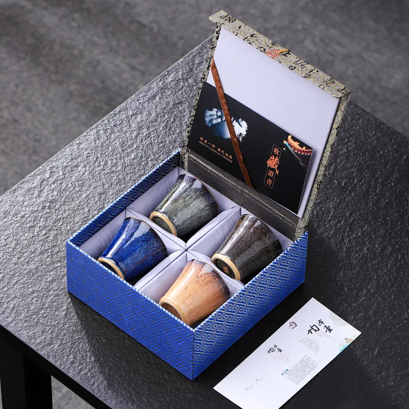 Colorful Luxury Accessorie Kiln-turned Ceramic Tea Cup Kiln-turned Master Cup Teacup Tea Set Gift Box Multicolor Kung Fu Teaset