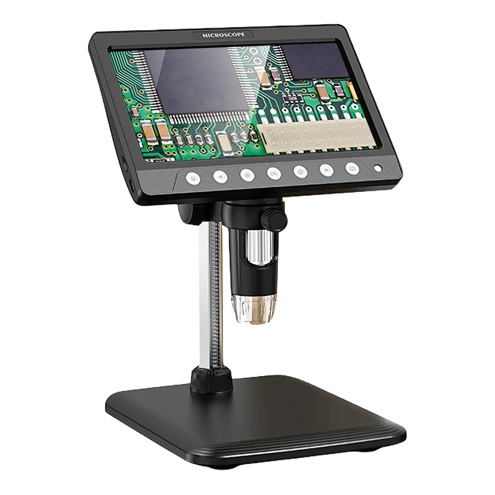 Mikroskop cyfrowy z 7-calowym ekranem IPS, obiektywem 5MP HD, mikroskop lutowniczy, powiększenie 1200X, elektroniczny endoskop HD z powiększeniem