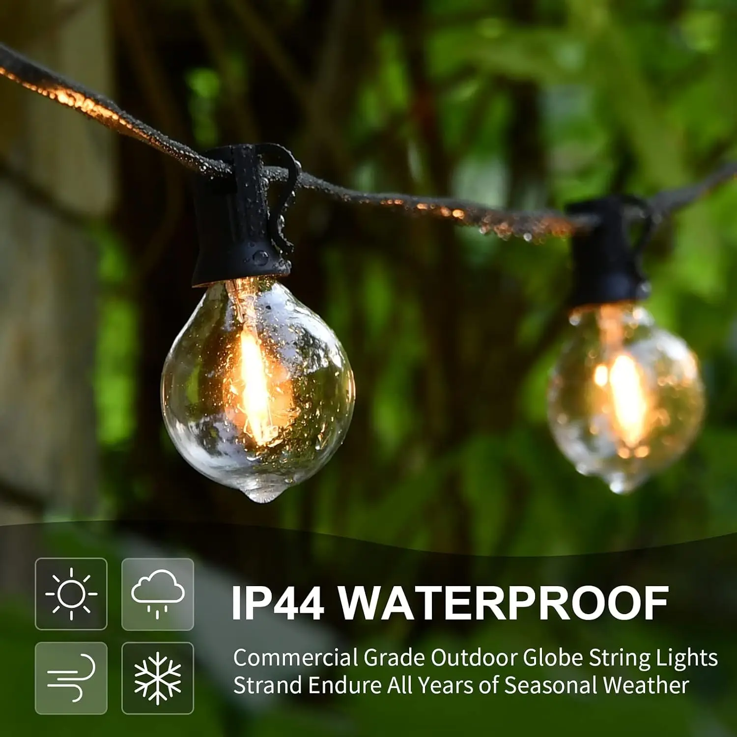 Lights Waterproof/Connectable/Dimmable 154 LED Shatterproof Bulbs,Globe G40 String Lights Outside Lighting for Patio Backyard Ca