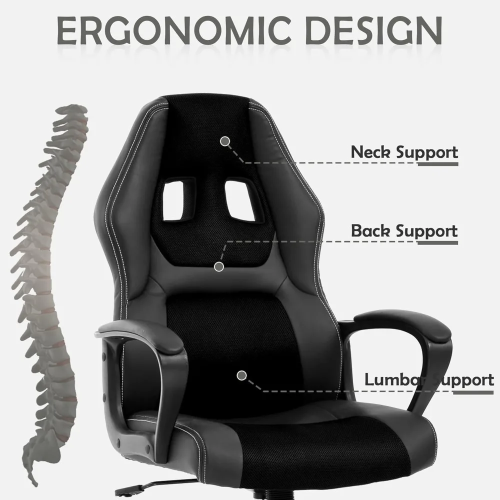 Ergonomischer Bürostuhl, Videospiel computer Leder Schreibtisch rennen, bequeme Massage, einfach zu installieren, hohe Menge Gamer Stühle