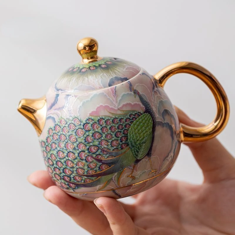 Dragon Egg Pot Hand-painted Peacock Small Teapot Ceramic Brewing Teapot