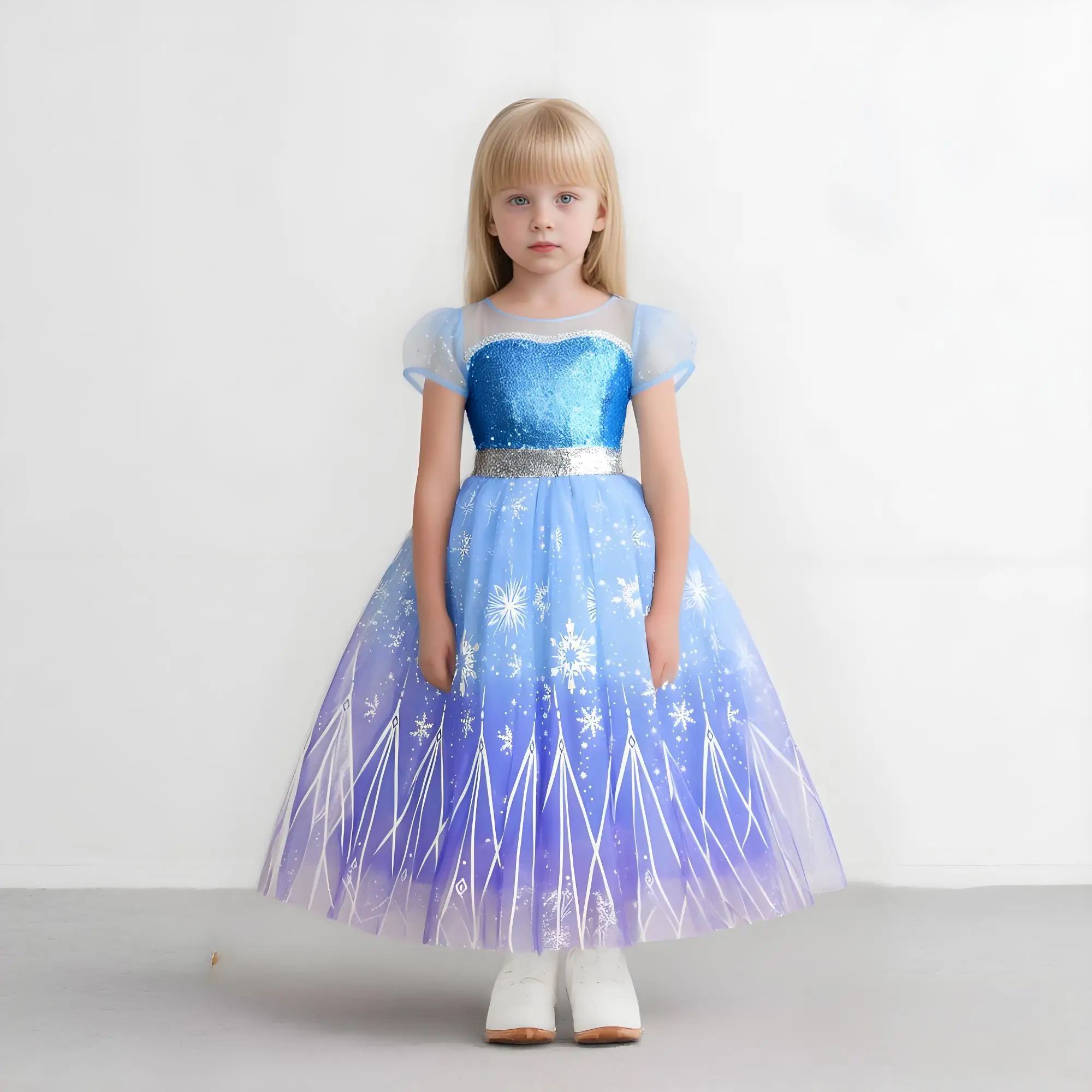 Elsa Girl Dresses Princess Costume Children\'s Sequin Fantasy Children\'s Cosplay Queen Clothes Halloween Carnival Party Dresses