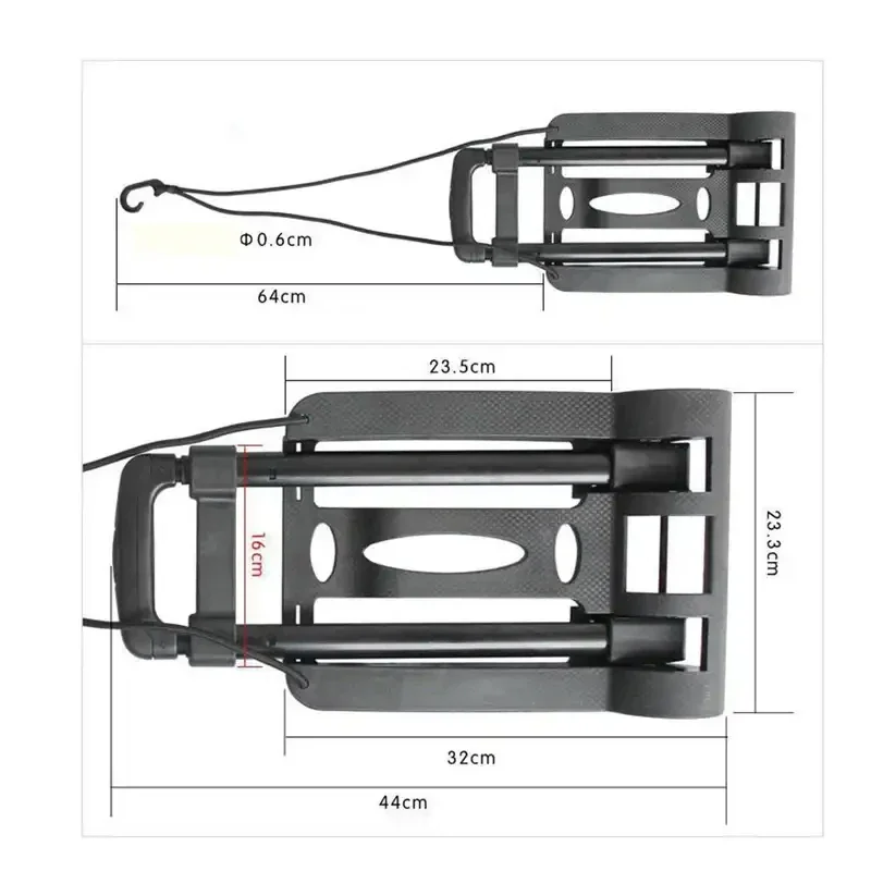 For baggage mobile trolley portable folding trolley, retractable black  trolley with wheels