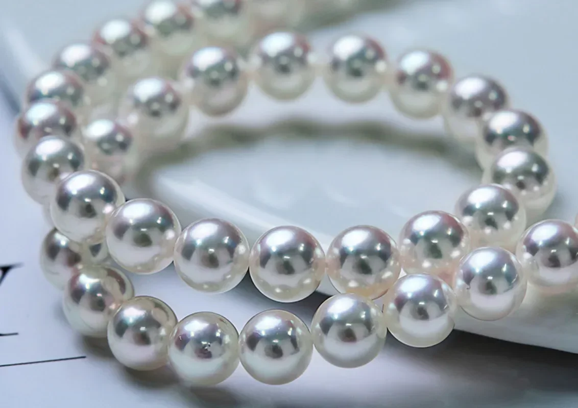 Natural 7-8mm White Genuine Pearl Necklace, 925 Sterling Silver Jewelry for Evening Events