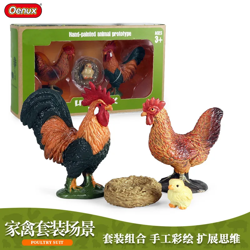 Kids Simulation Poultry Animal Toy Model Farm Rooster Hen Chick Home Scene Ornaments