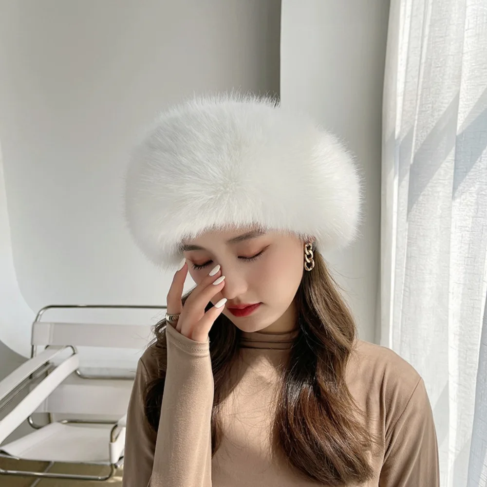 New Windproof Winter Hat Wool Warm Ear Protection Cap Beret Imitation Mink Hair Pullover Hat