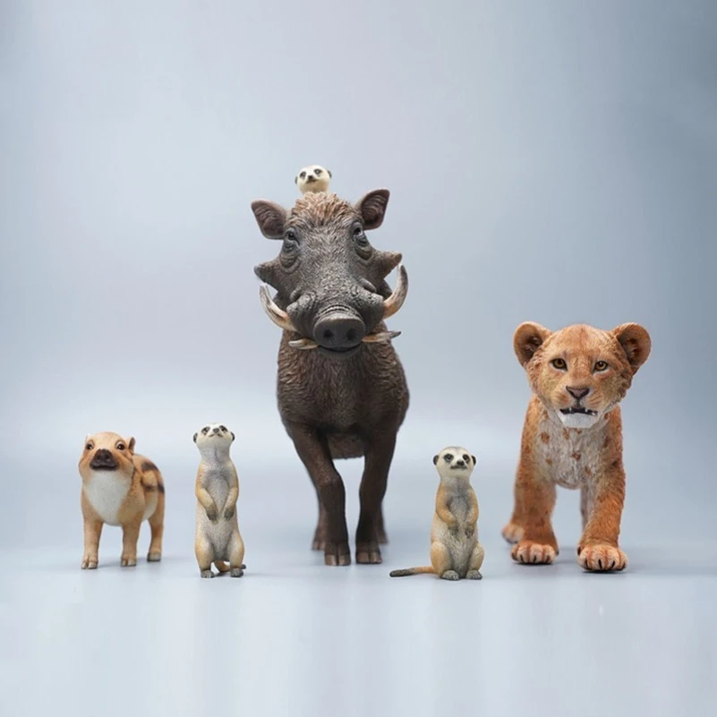 1/6 Little Lion Simba Warthog Simulation Animal Wild Boar Model Toy Ornament Peripheral Doll Figure