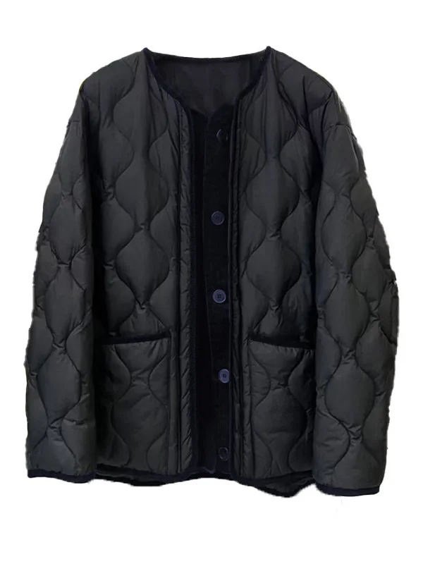 Lose Passform, rund, gesteppte Baumwolle, Jaet Color Blo, vielseitige, schlankmachende Winter-Oberbekleidung, koreanische Sle Thiened Long Sve