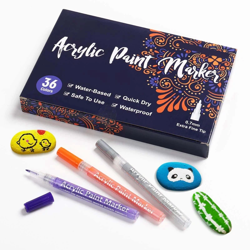 Extra Fine Tip Acrylic Paint Pen For Painting Supplies, Craft Supplies Rock Painting, Canvas, Wood