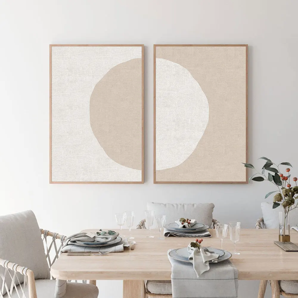 

Blush and Beige Linen Circles Canvas Painting Posters And Prints Pictures On The Wall Modern Abstract Decorative Home Decor