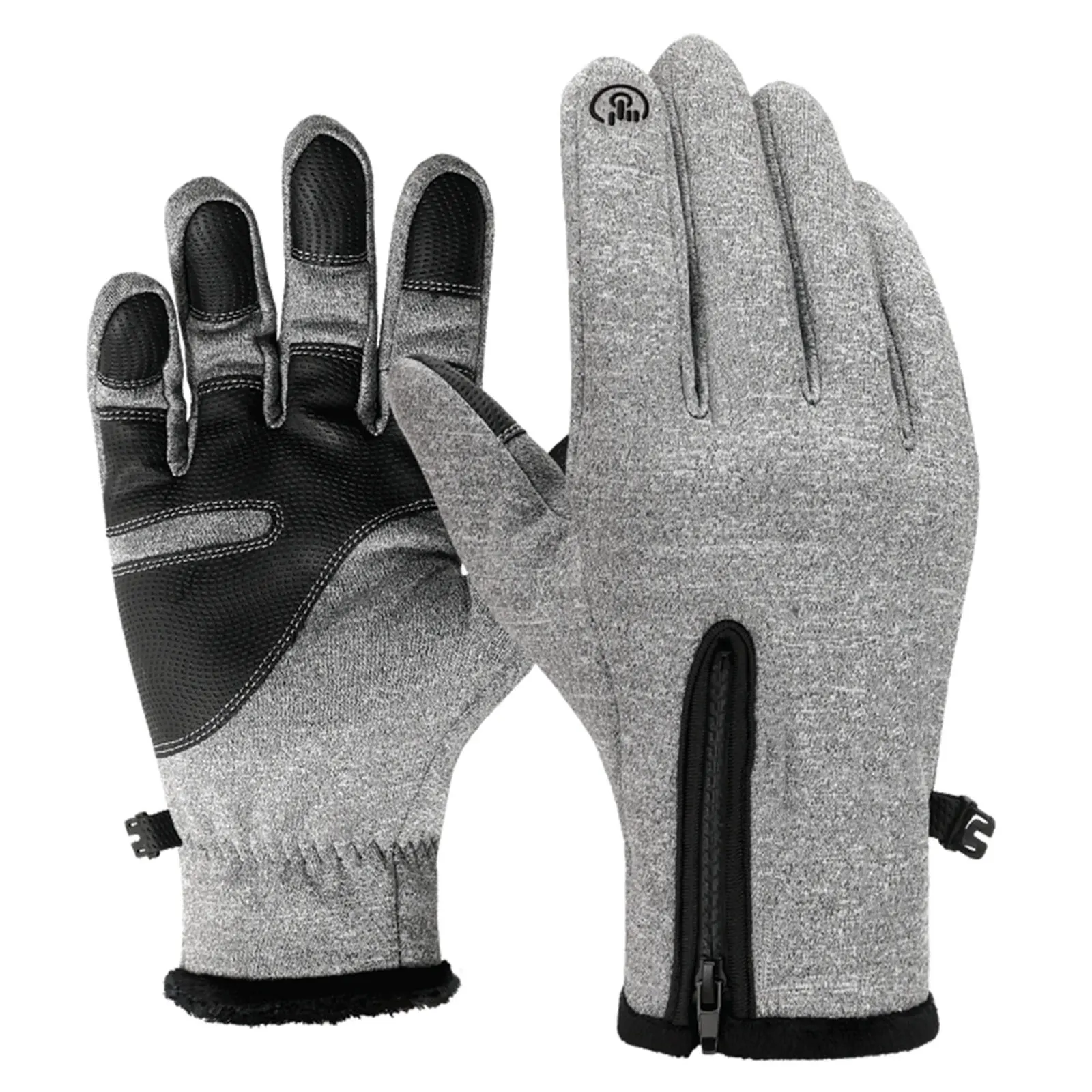 

Waterproof Touch Screen Gloves Gray Size L Three-Layer Insulation Windproof Warm Anti-Slip Palm Cycling Running Outdoor