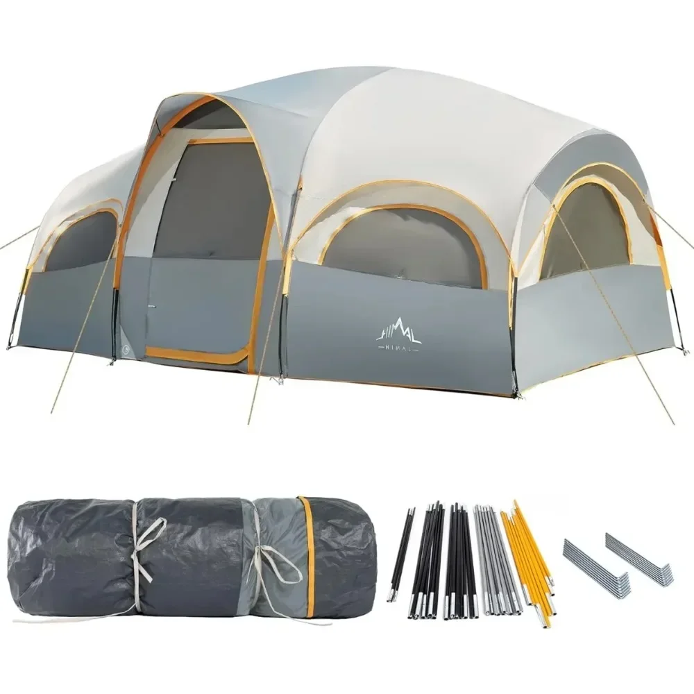 

A 8 Person Tent for Camping, Waterproof Windproof Family Tent with Rainfly, Divided Curtain Design for Privacy Space