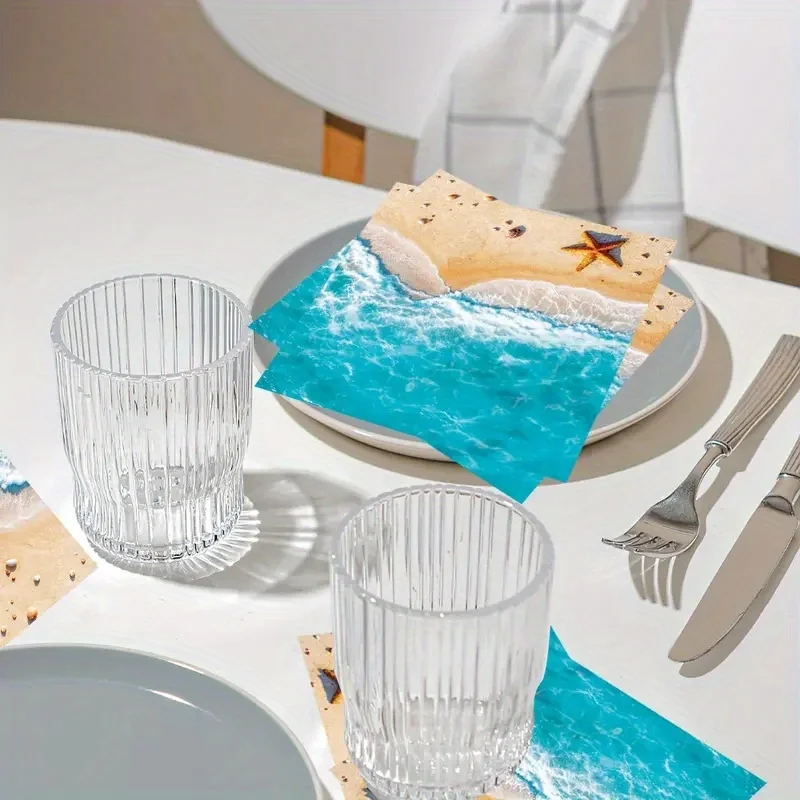 Summer Hawaiian Ocean Beach Theme Servietten – geeignet für Hochzeiten, Bars und Batmitzva, – dekorative Servietten im Sommer-Strand-Stil – Detail 5