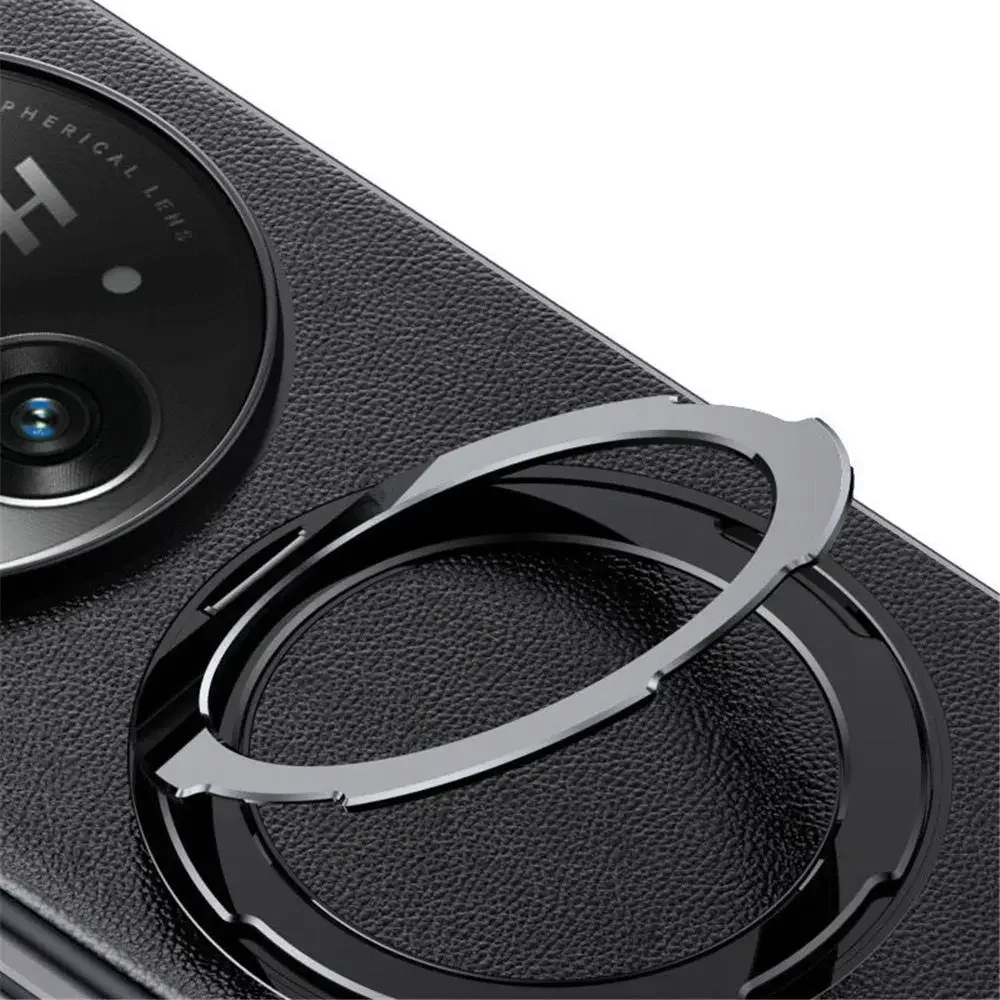 Asdipsa Genuine Cowhide Leather Case For OnePlus OPEN OPPO Find N3 Metal 360 Rotaring Ring Bracket Holder Cover