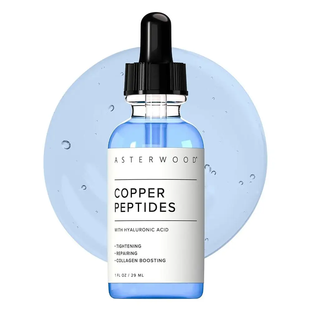 29ml Copper Peptides Serum Anti Wrinkle Brightening GHK Cu Peptide Facial Serum Hydrating Antioxidant Hyaluronic Acid Face Serum
