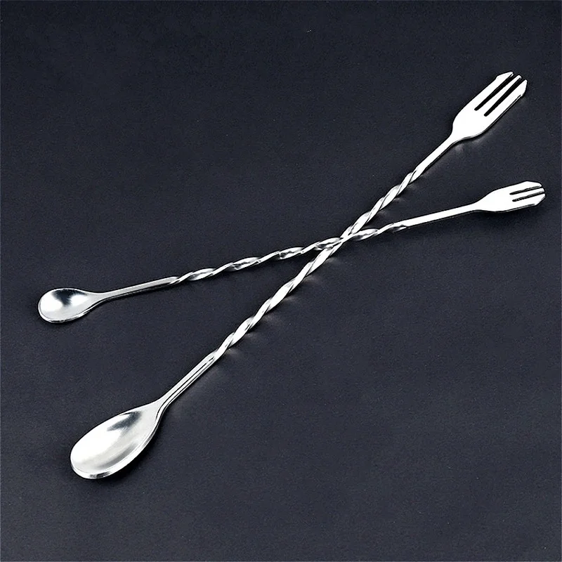 HOT Sale Stainless Steel Threaded Bar Spoon Swizzle Stick Coffee Cocktail Mojito Wine Spoons Barware Bartender Tools Accessories