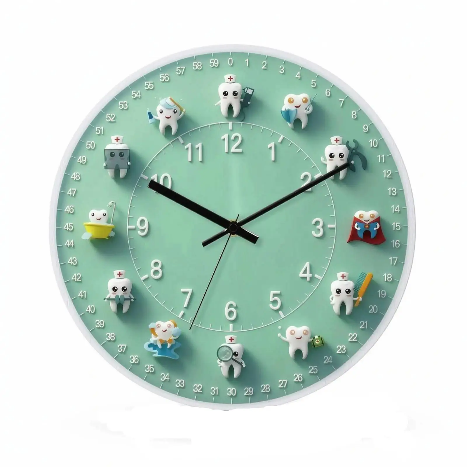 Cartoon Style Dentist Wall Clock for Dental Office, Dentists