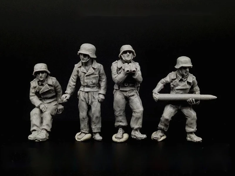 1/72 Scale Diecast Resin Figure Model Kit WWII German Panzer Jaeger Crew 4 Figures Unpainted