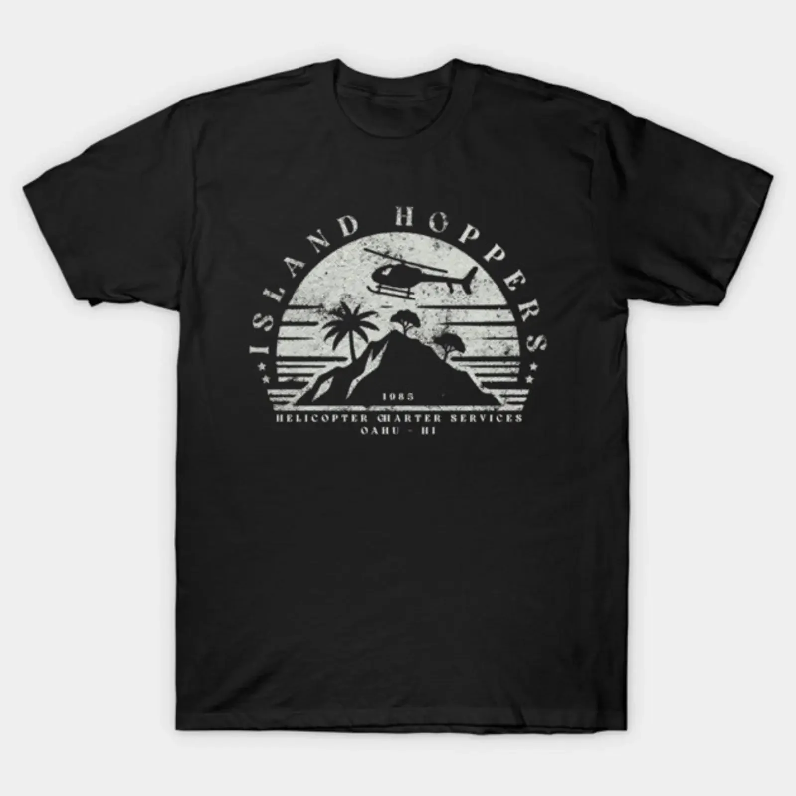 Island Hoppers Retro Hawaii Design T Shirt vintage Washed fashion Breathable Unisex Top For Everyday Wear Versatile streetwear