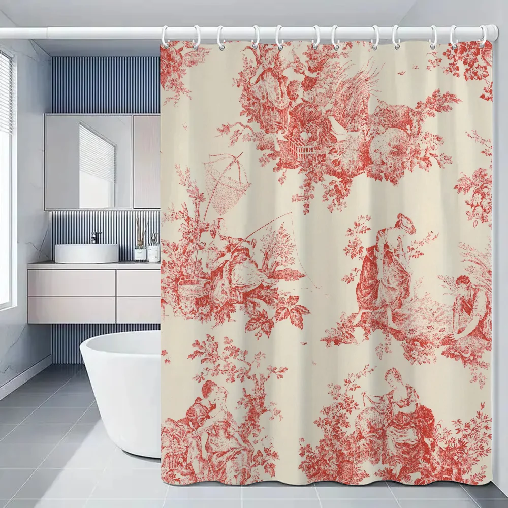 Waterproof Fabric Bathroom Curtain Cloth Toile De Jouy Shower Curtins Curtains Bath Cover Full 200x180 Funny Products Household