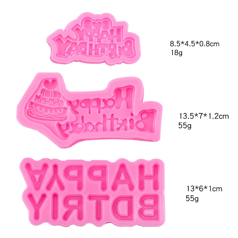 Happy Birthday Kitchen Ware Cooking Tools Chocolate Mini Cake Decorating Silicone Mold Pastry For Baking Fondant Candy Sugar