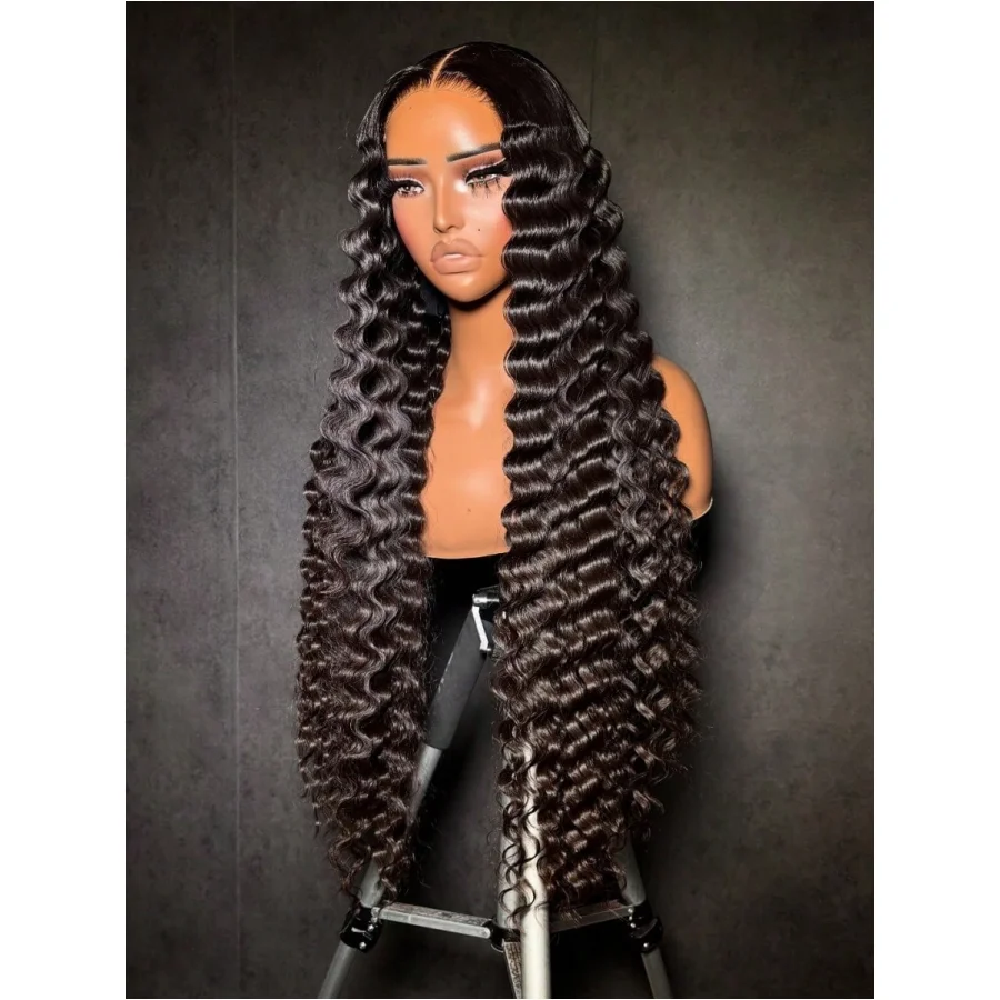 

200% 5x5 Deep Wave Lace Closure Wig 40 Inch Curly Human Hair Wig 13x4 HD Transparent Lace Frontal Wig Pre Plucked With Baby Hair