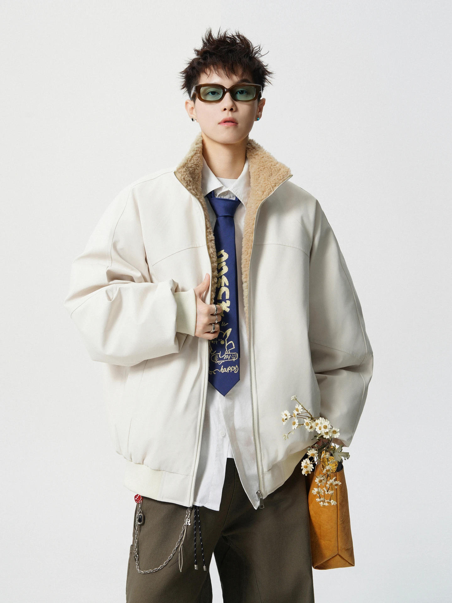 

Мужская бархатная хлопковая куртка Thiened Lamb, теплая повседневная верхняя одежда, винтажная одинаковая одежда для пар, полиэфирное волокно, застежка-молния