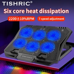 TISHRIC Gaming Laptop Cooler Six Fan Adjustable wind speed Two USB Port 2200RPM Laptop Cooling Pad Notebook Stand For Laptop
