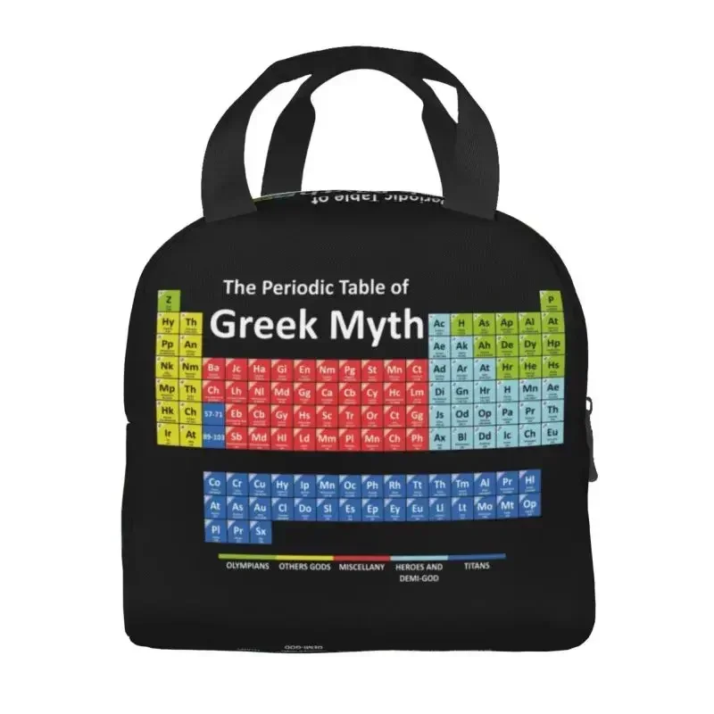 Periodic Table of Greek Mythology Portable Lunch Boxes Women Science Teacher Gift Cooler Thermal Food Insulated Lunch Bag Office