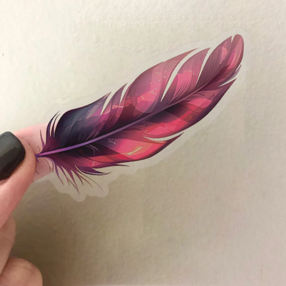 10/30/50PCS Feather Cartoon Stickers Transparent Decoration DIY Decals Scrapbook Luggage Laptop Guitar Car Bike Skateboard Toy