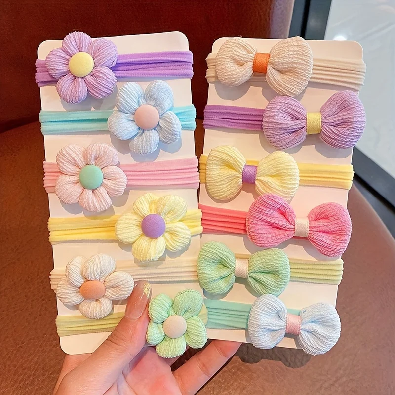 6 lazos para el pelo con lazo de color sólido de estilo dulce para niñas: soportes y accesorios para cola de caballo de poliéster suave