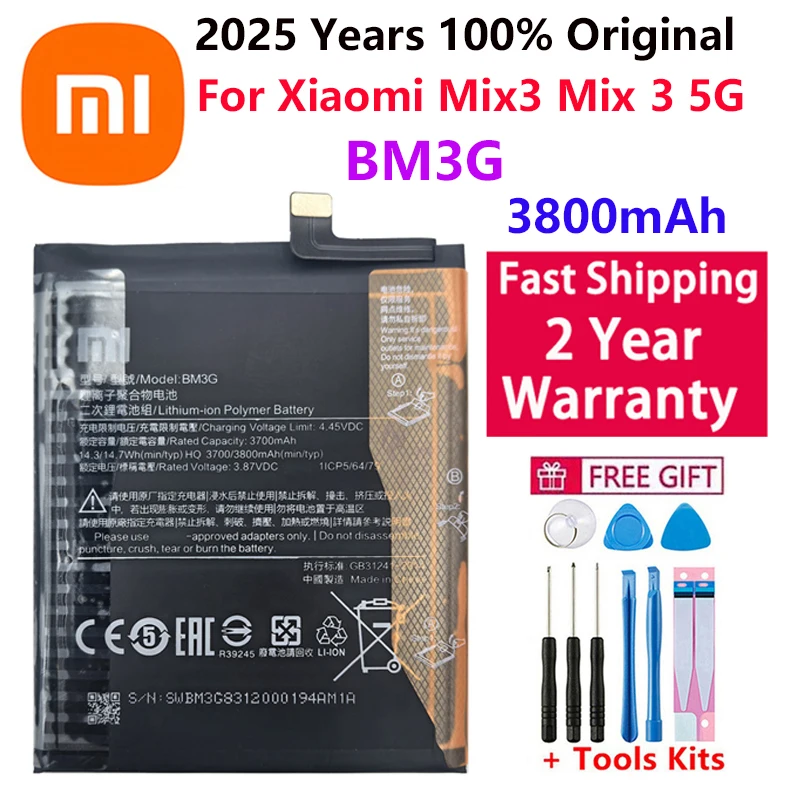 

Сменный аккумулятор BM3G 3700 мАч для Xiaomi Mix3 Mix 3 5G, портативные аккумуляторы для мобильных телефонов, 2025 год, 100% оригинал + трек-код