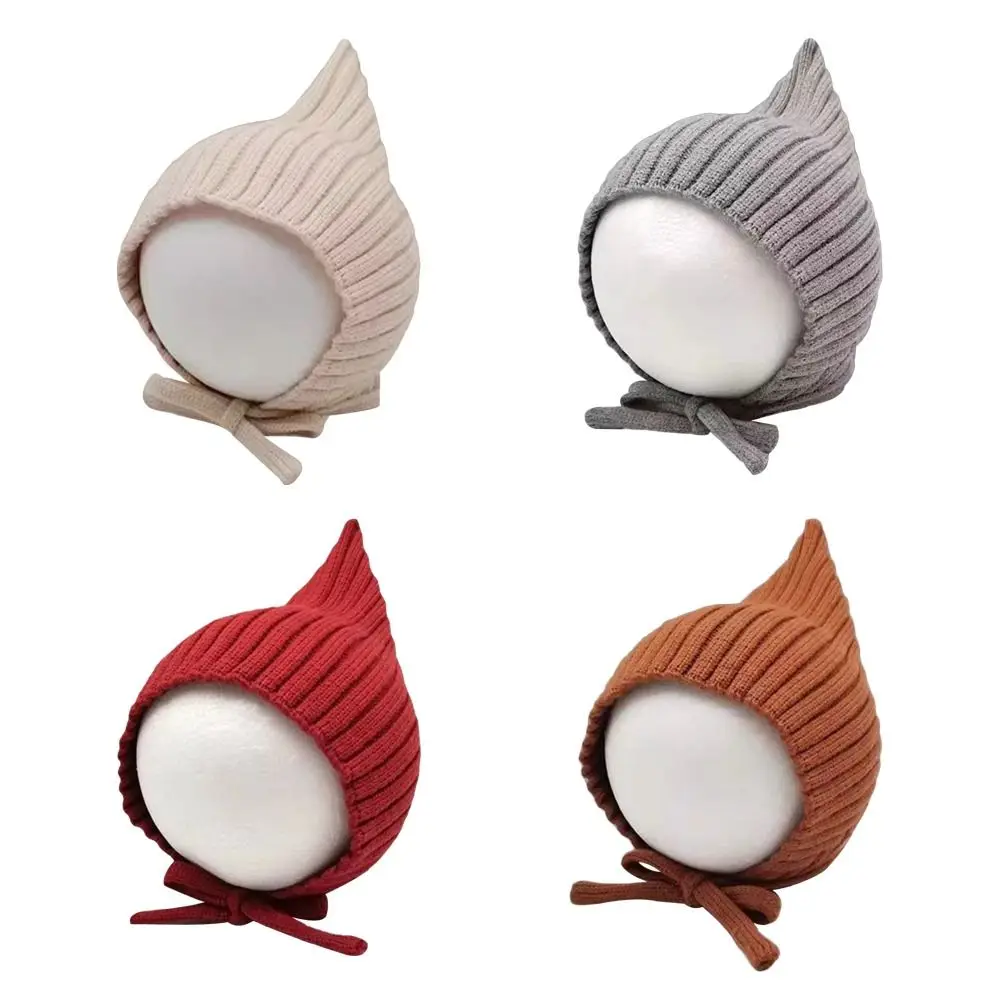 

Мягкая однотонная детская вязаная шапка, теплый милый берет для малышей, повседневная универсальная шапочка для младенцев