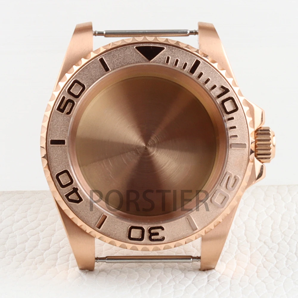 ارتفع الذهب 40 مللي متر NH35 حالة 316L الفولاذ المقاوم للصدأ الياقوت الزجاج ل SUB GMT يخت ماستر NH34 NH35 NH36 NH38 حركة 28.5 مللي متر الطلب #6