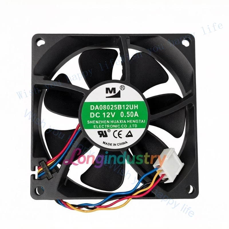 V+   for 1 Pc. New DA08025B12UH Cooling Fan 8025 DC12V 0.50A 80*80*25mm 4PinB3