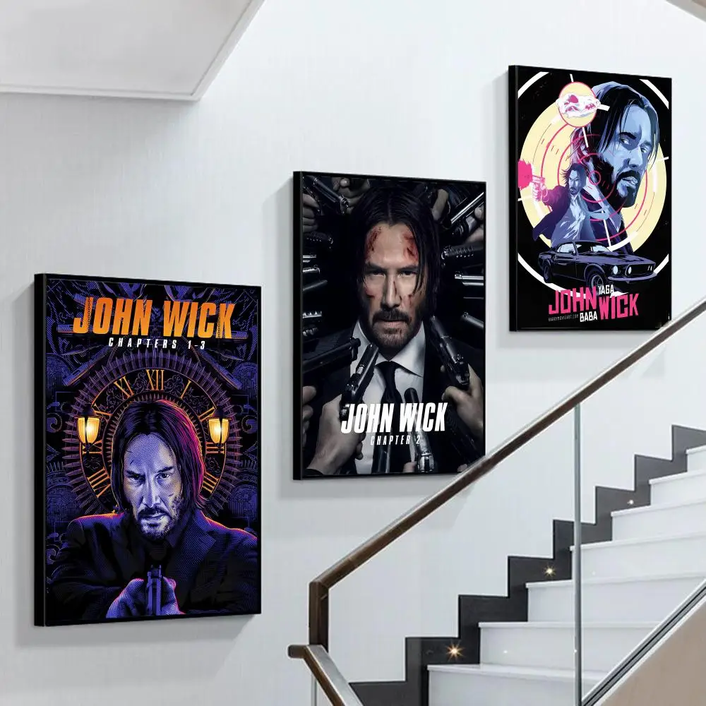 Movie J-john Wick Chapter Poster Self-adhesive Art Poster Retro Kraft Paper Sticker DIY Room Bar Vintage Decorative Painting