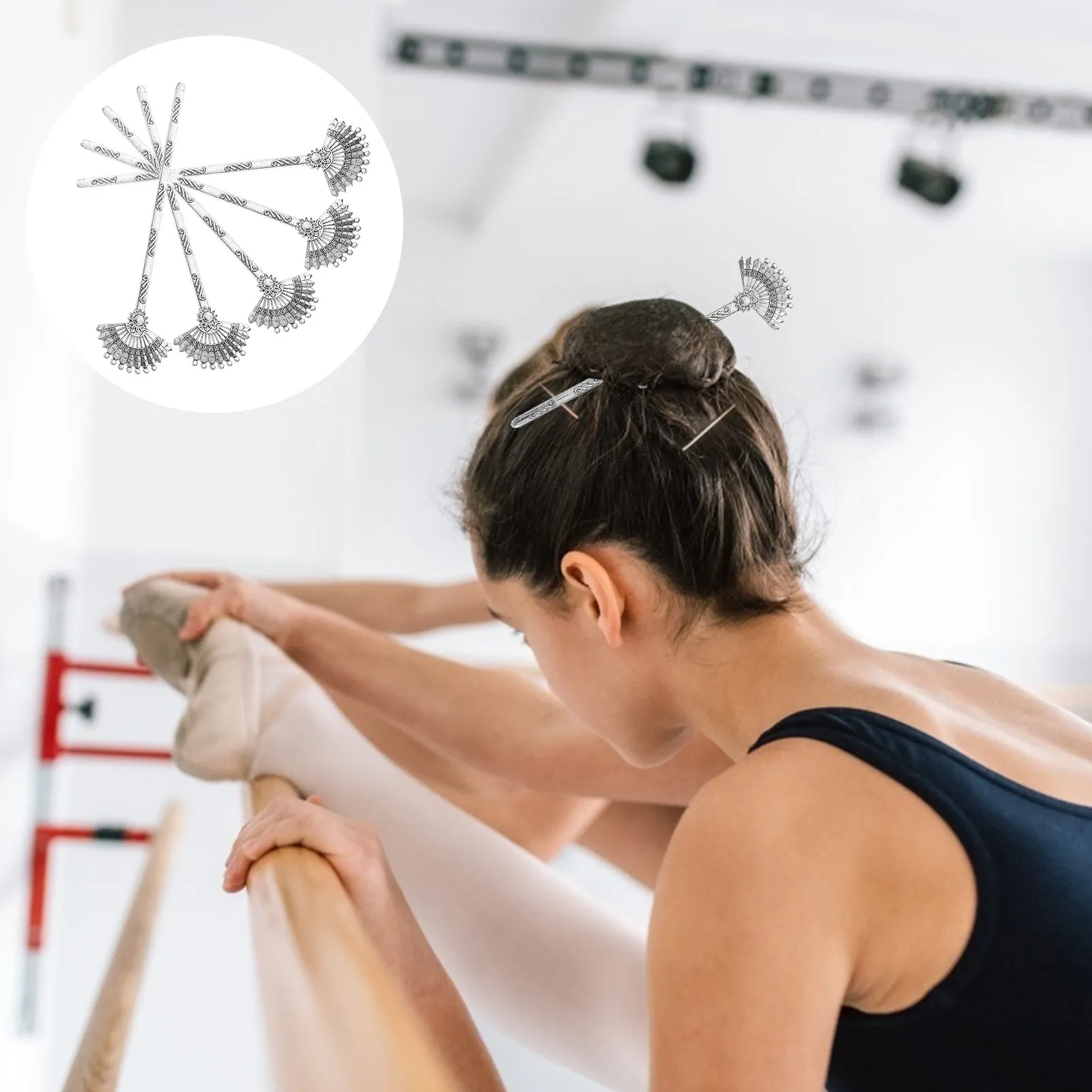 

5Pcs Alloy Fan Hair Stick Set Retro Chinese Design Hair Fork for Parties Festivals Photography Ceremony Use Retro Hairpin