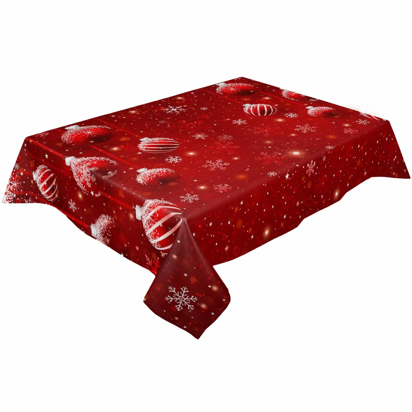 Christmas Snowflake Lines Tablecloth Waterproof Dining Table Rectangular Round Table Cover Home Kitchen Decoration