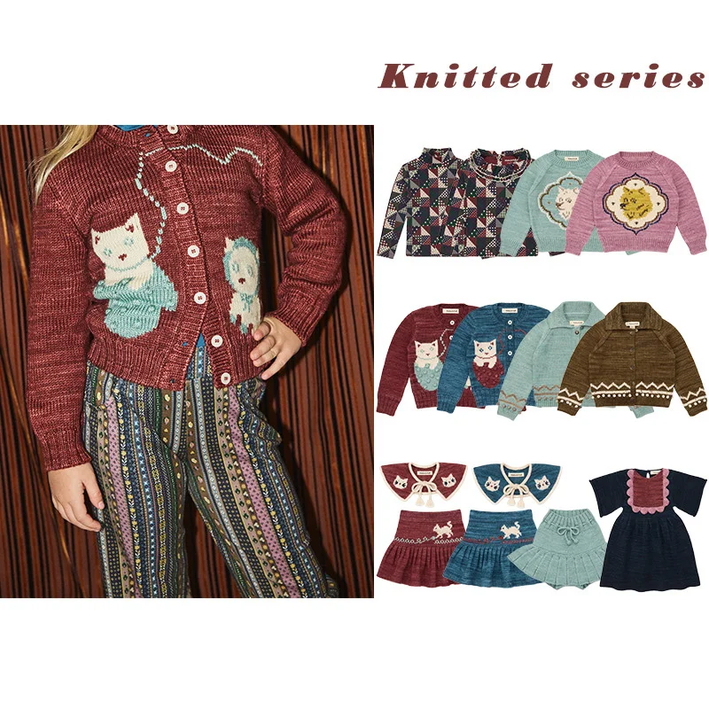 

PER-SALE 2025 MP Autumn Winter Baby Girls Cute Sets Print Kids Pants Sweaters Girls Dress Sets Flower Girl Children's Set