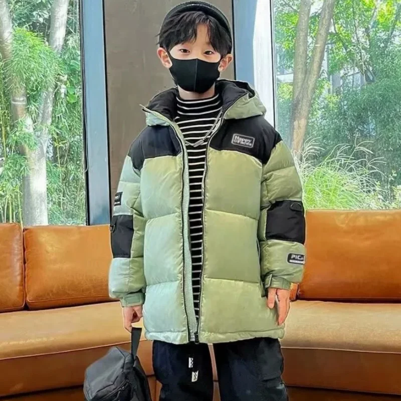 

2025 Winter Teen Girls Jacket -25℃ Long Glossy Waterproof Thick Hooded Parka For 4-12Y Kids Fashion Warm Down Cotton Snowsuit