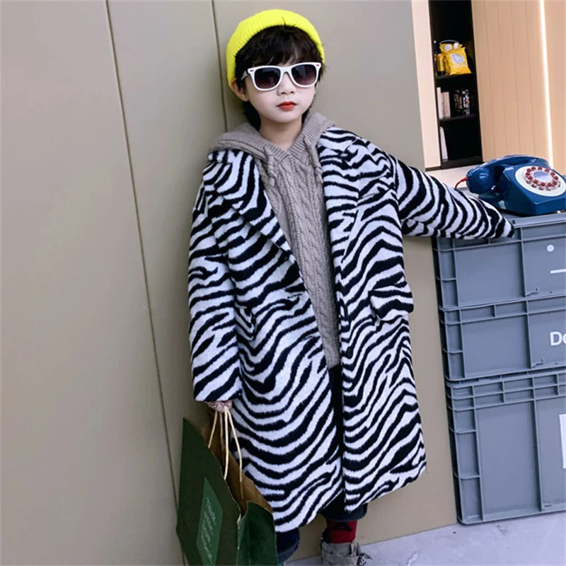 Boys Woolen Coat Overcoat Jacket Windbreak 2024 Loose Warm Plus Thicken Autumn Winter Cotton Christmas Gift Children's Clothing