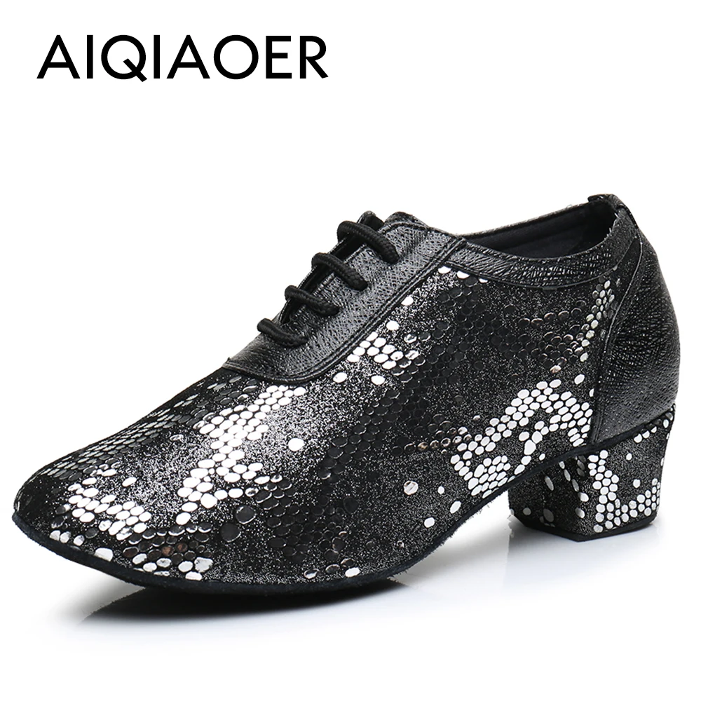 

Hot-selling leather lady dance shoes toe top layer cowhide modern dance shoes soft-soled rubber sneakers