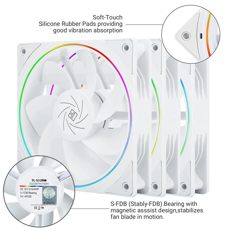 HLZS-TL-S12RW X3 CPU Fan 120Mm Reverse Fan Case Cooler Fan Comes With ARGB Lighting,CPU Cooling Fan With 1500RPM Speed