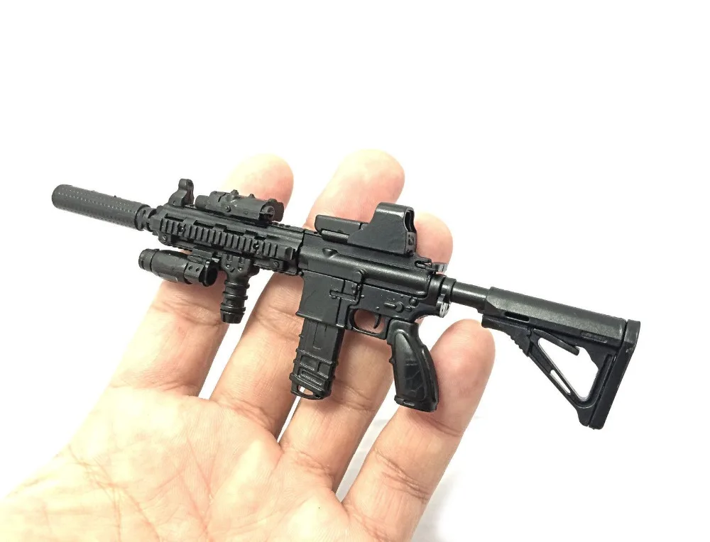10pcs 1:6 Scale HK416 Automatic Rifle Plastic Black Gun Model Assemble 4D Puzzles Toy Model for 12
